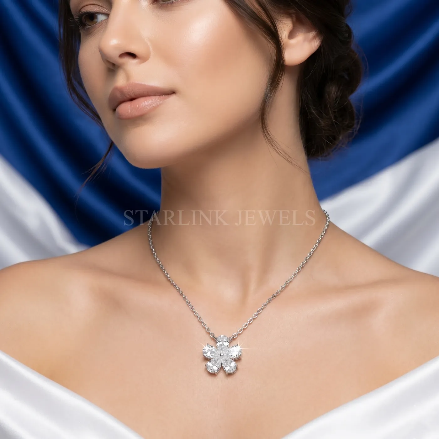 Pear Shape Diamond Flower Pendant – view 2