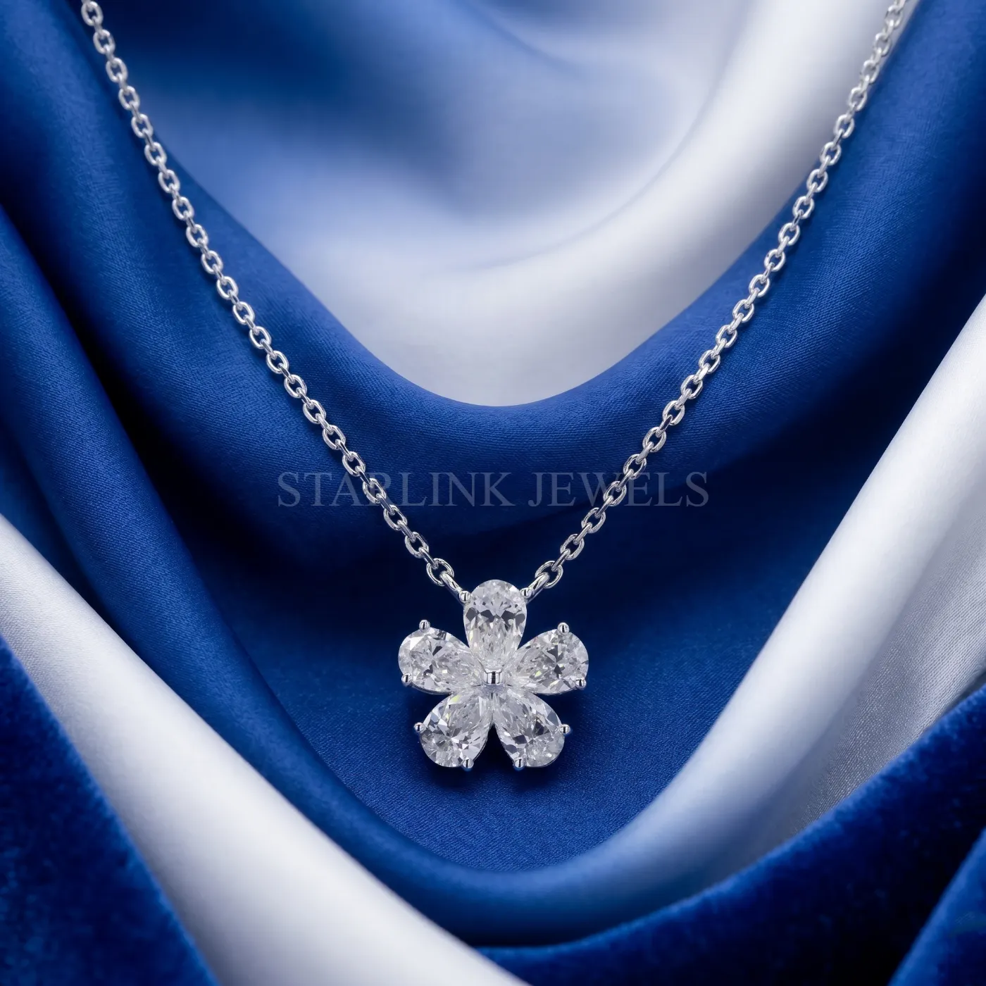Pear Shape Diamond Flower Pendant