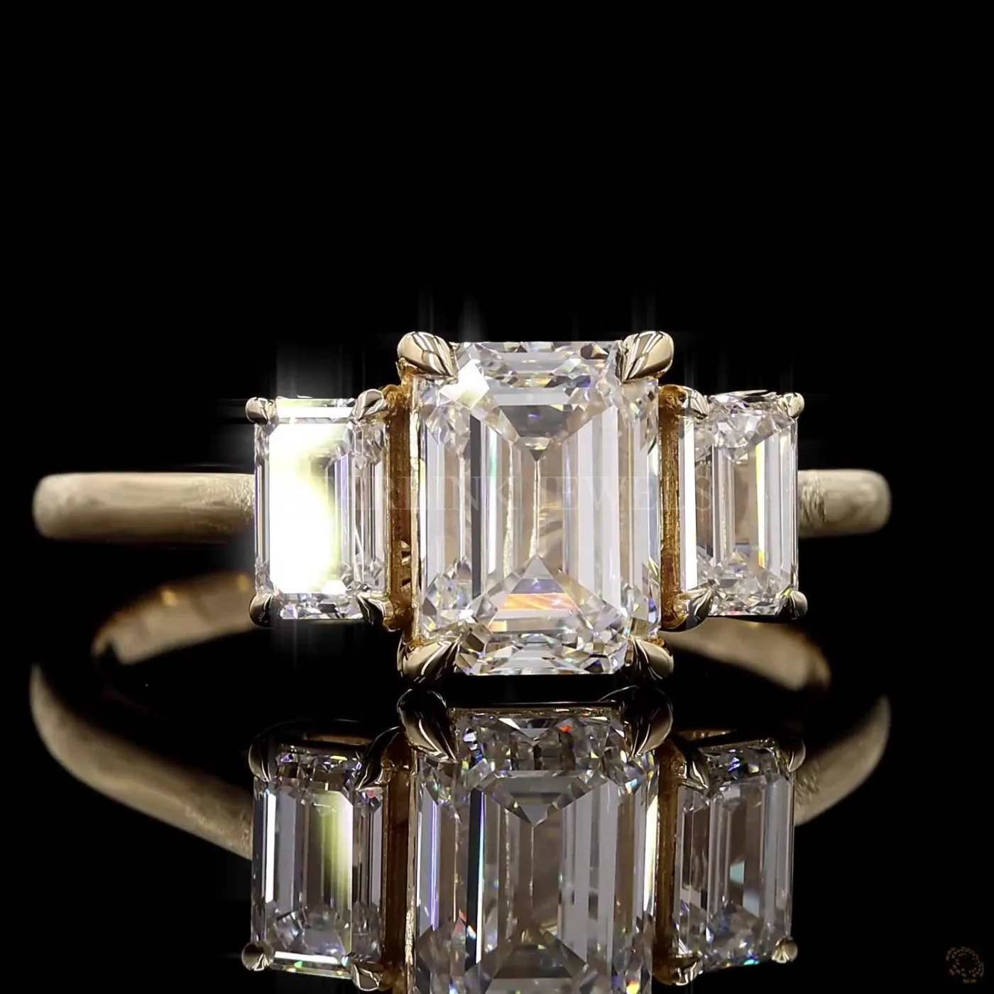 Emerald Cut Diamond Three-Stone Ring – view 4