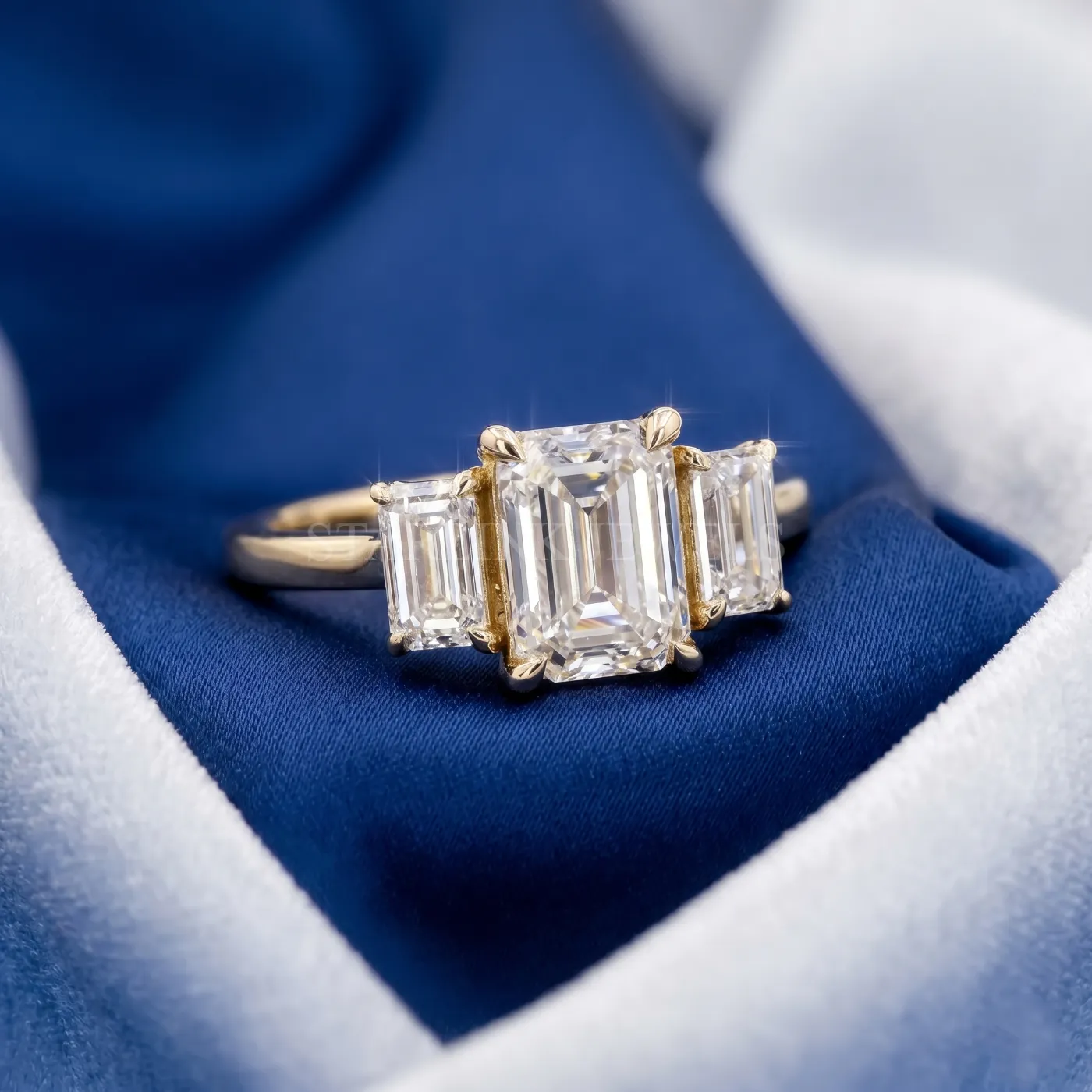Emerald Cut Diamond Three-Stone Ring