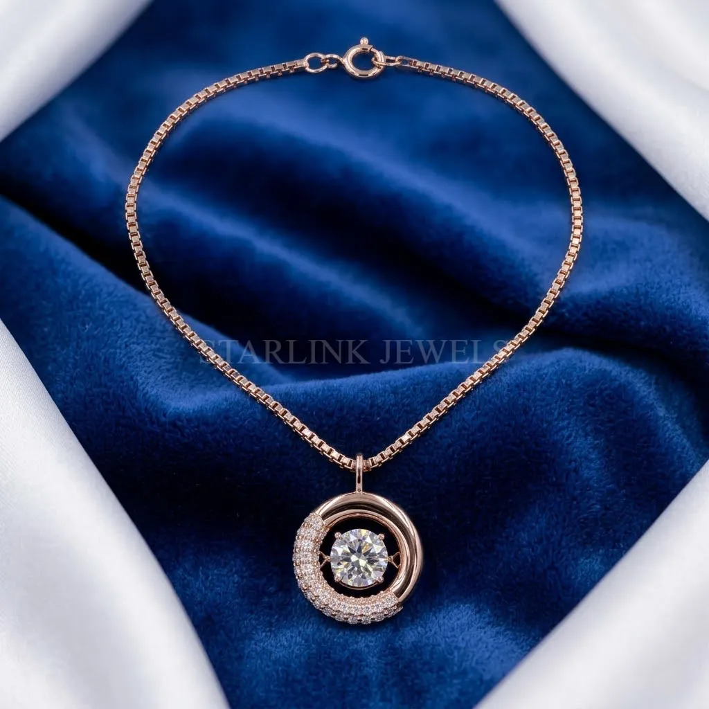 Round Diamond Halo Circle Pendant
