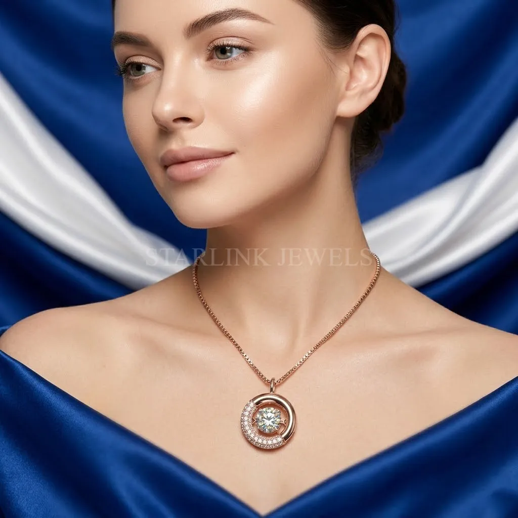 Round Diamond Halo Circle Pendant – view 2