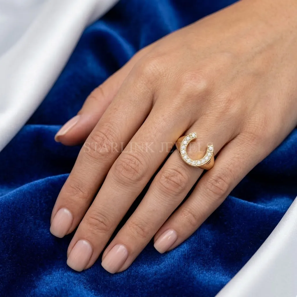Diamond Horseshoe Ring – view 2