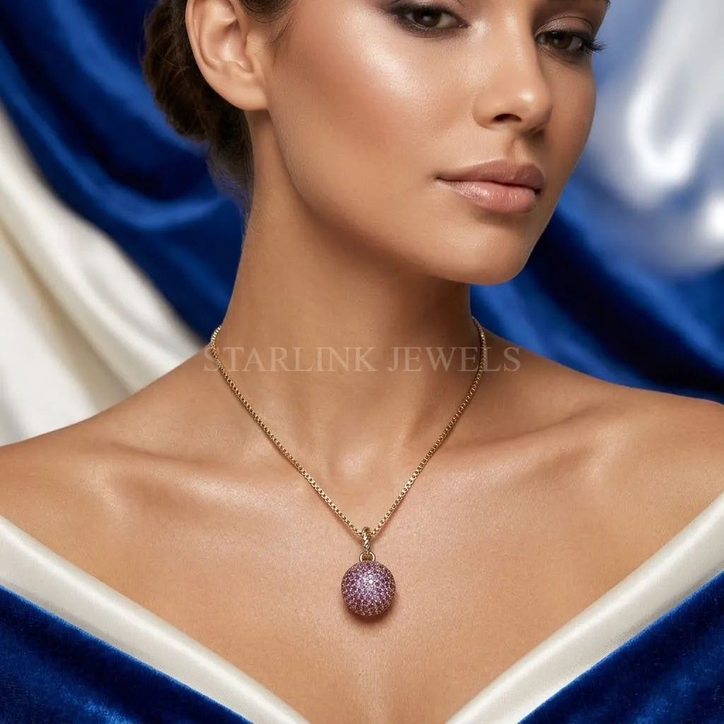Pink Sapphire Diamond Pendant – view 2