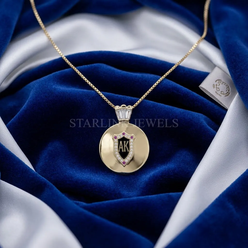 Personalized Diamond Crest Pendant