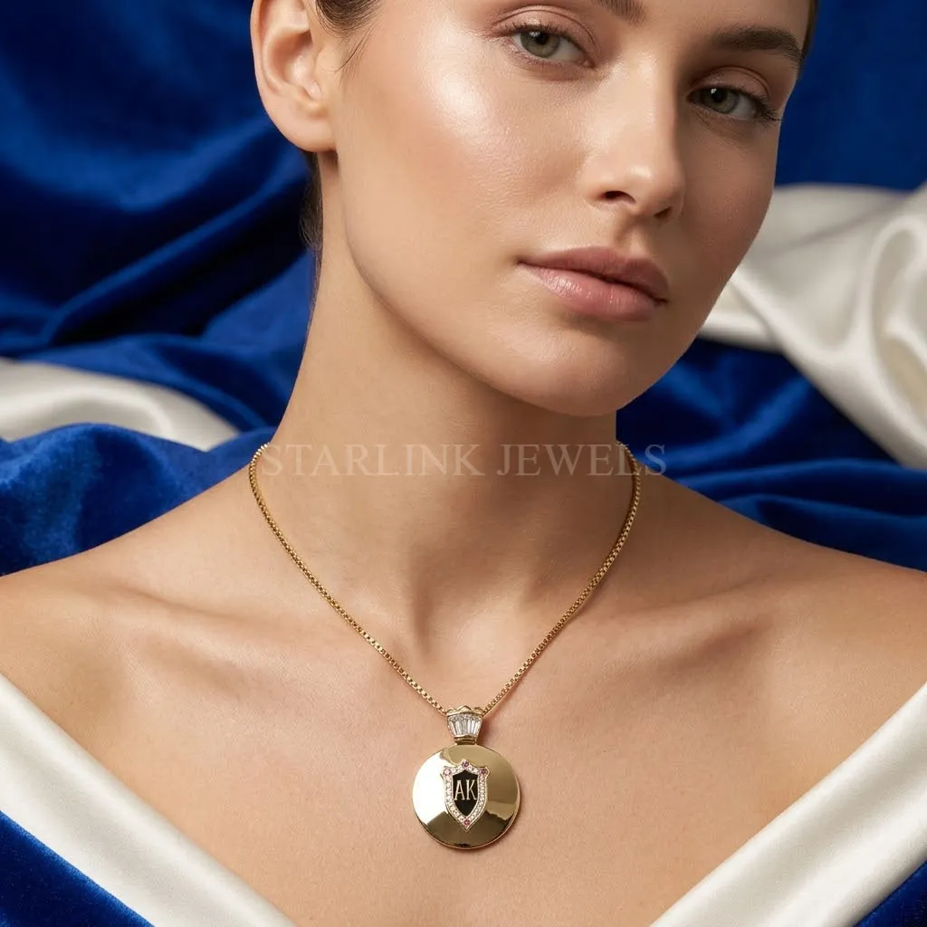 Personalized Diamond Crest Pendant – view 2