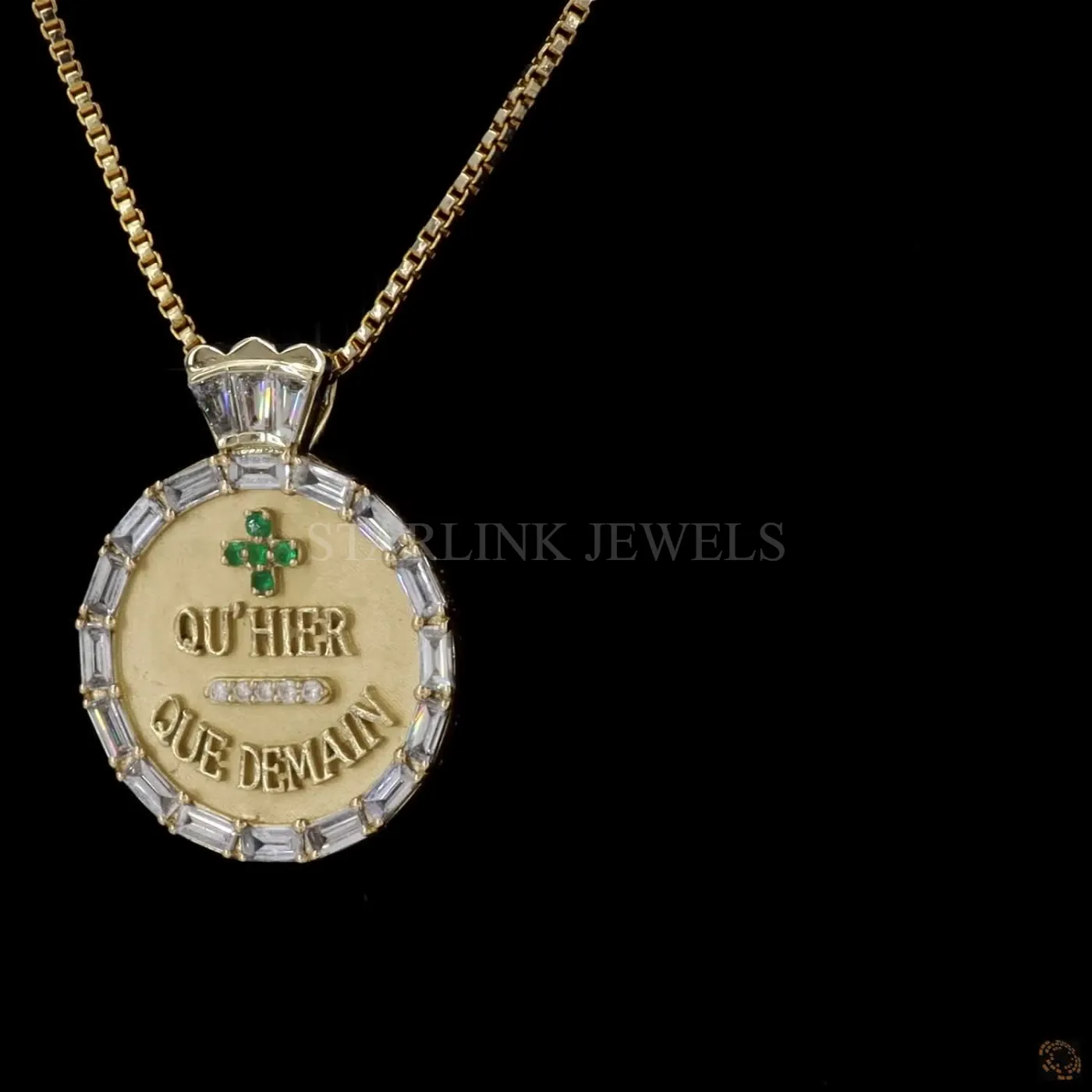 Emerald Diamond Medallion Pendant – view 4