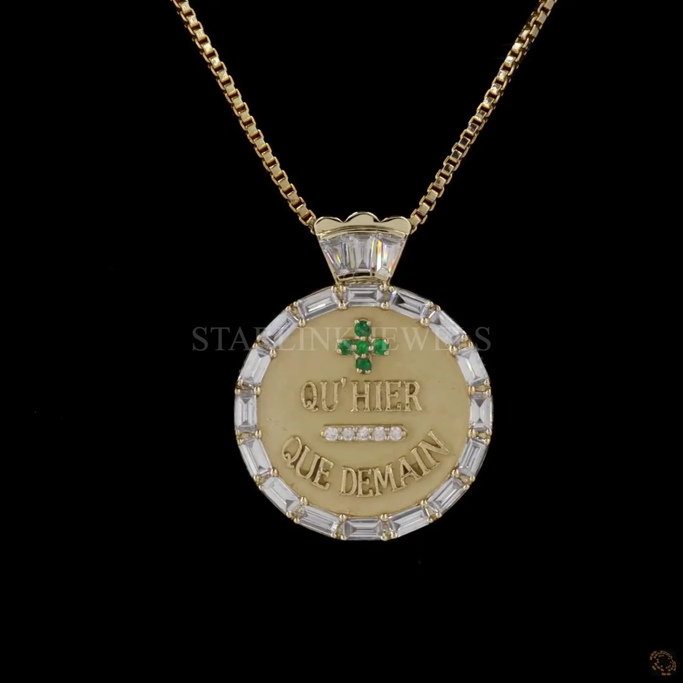 Emerald Diamond Medallion Pendant – view 3