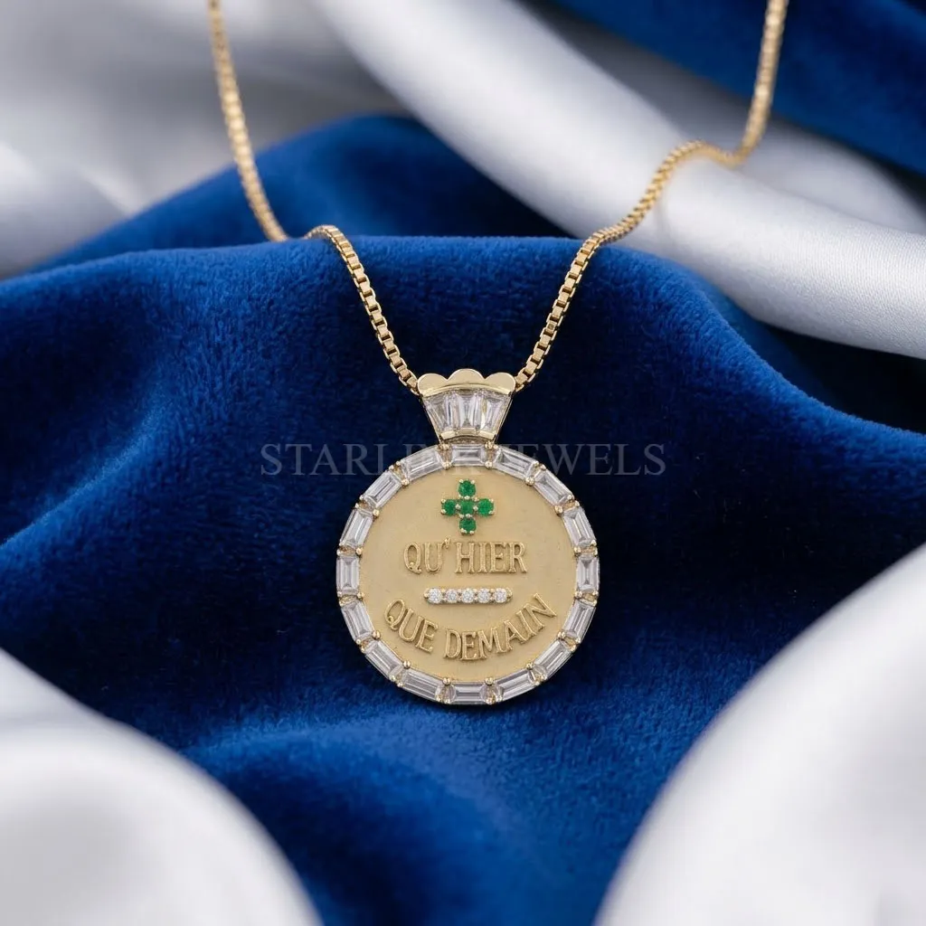Emerald Diamond Medallion Pendant