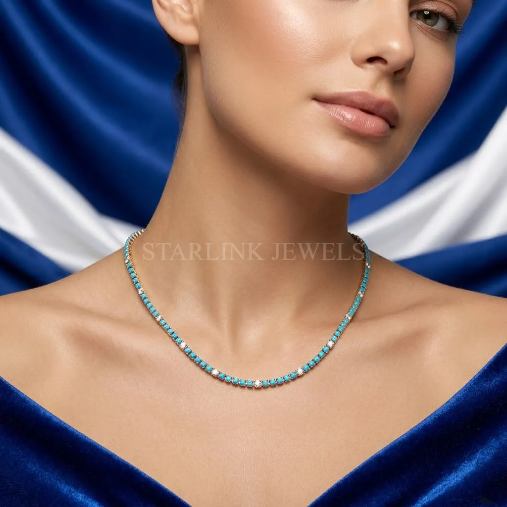 Firoza & Diamond Necklace – view 2