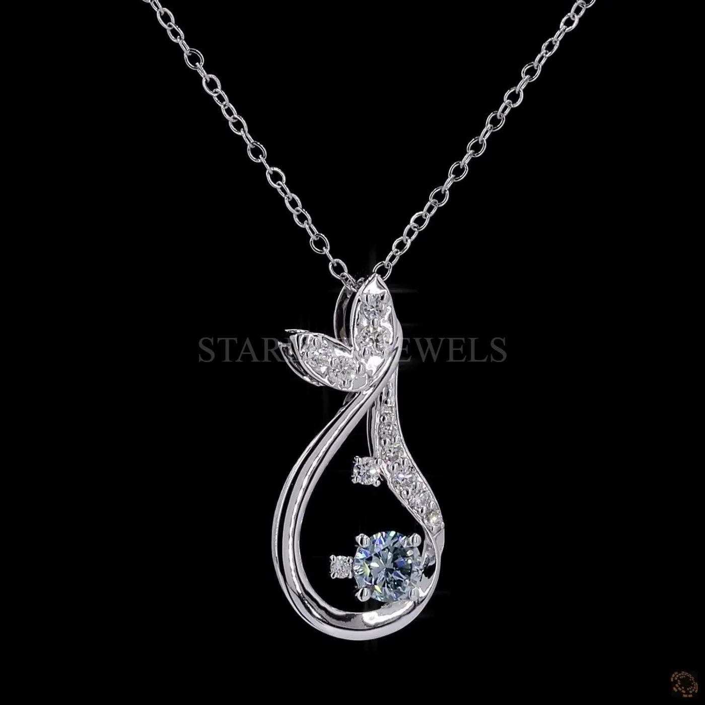 Elegant Diamond Floral Pendant – view 3