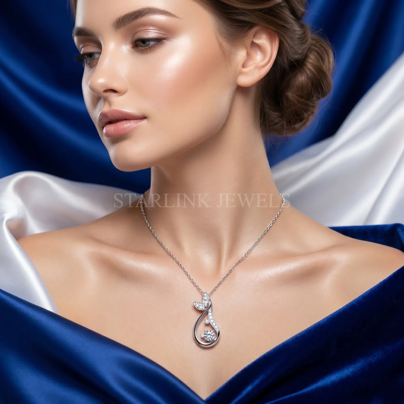 Elegant Diamond Floral Pendant – view 2
