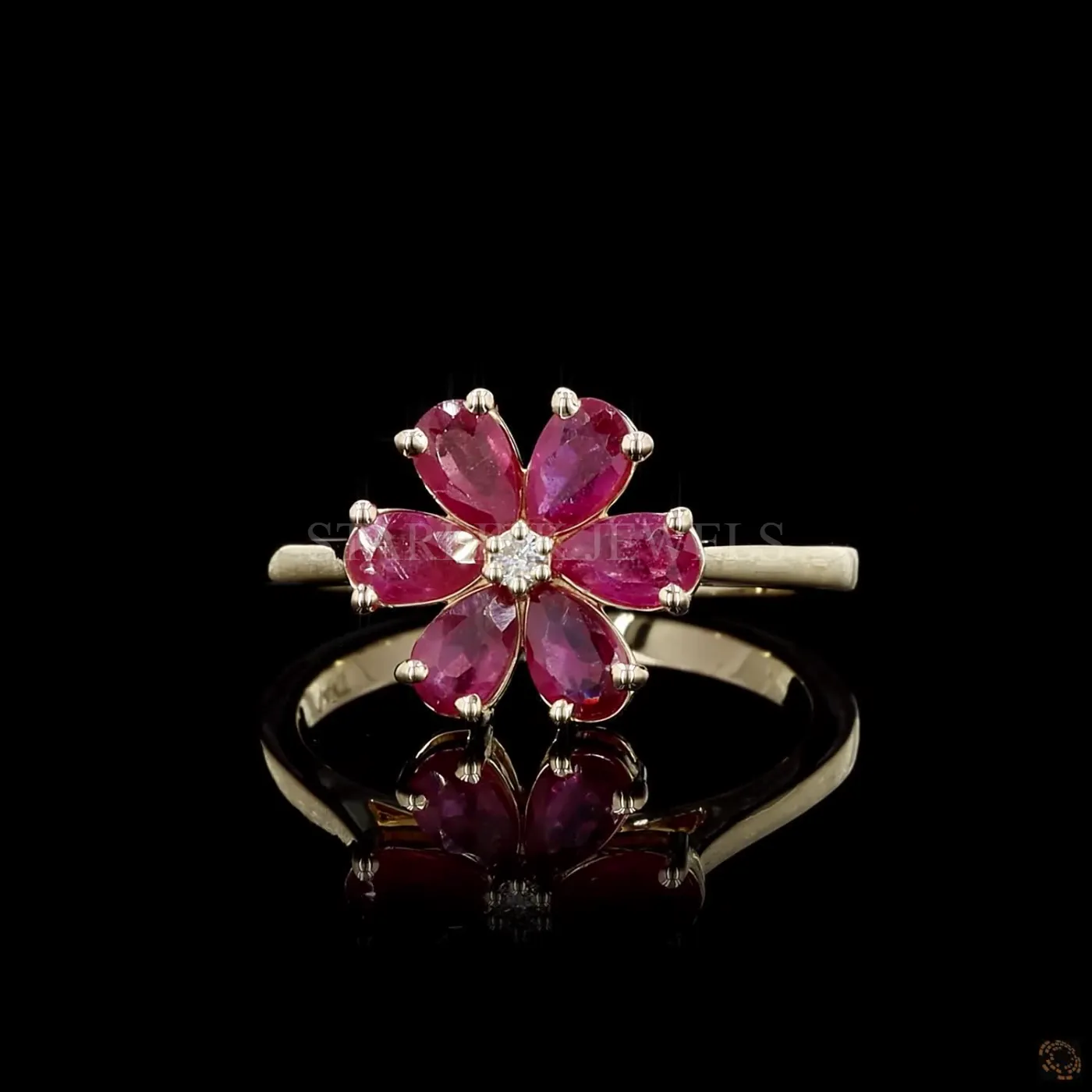 Ruby Flower Diamond Ring – view 4