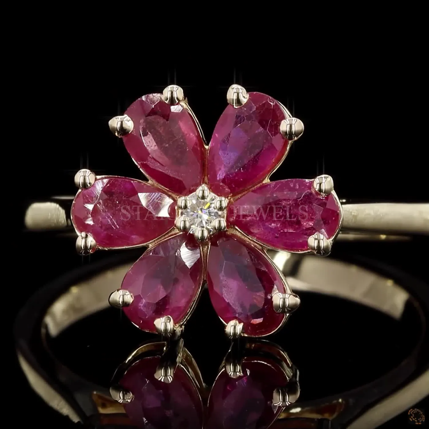 Ruby Flower Diamond Ring – view 3