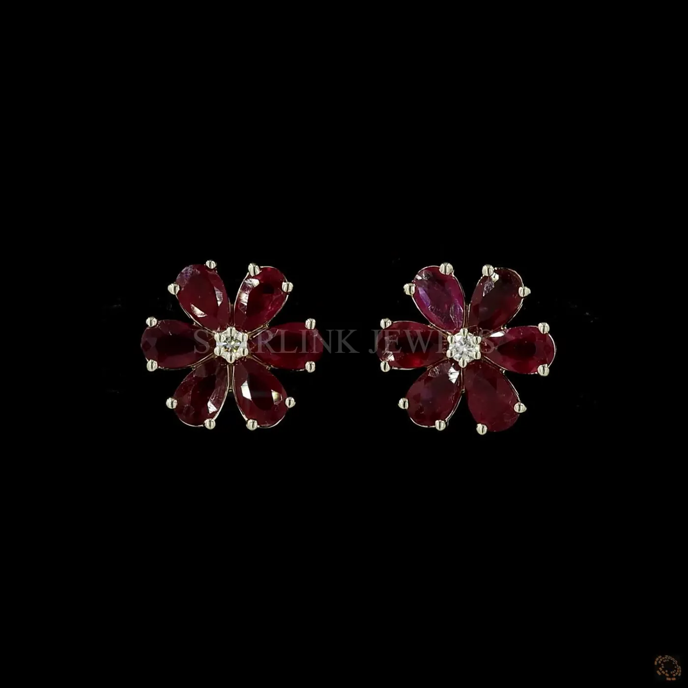 Ruby Flower Diamond Earrings – view 4