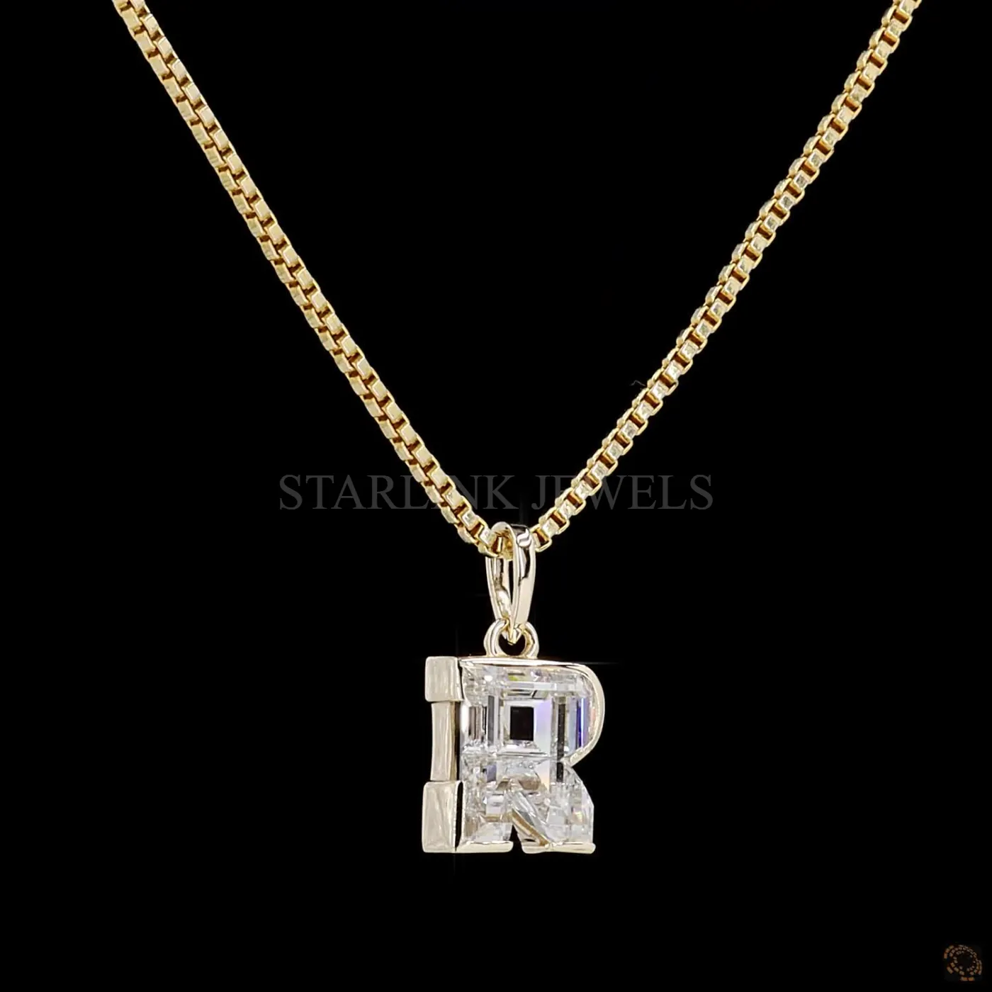 Initial “R” Diamond Pendant – view 4