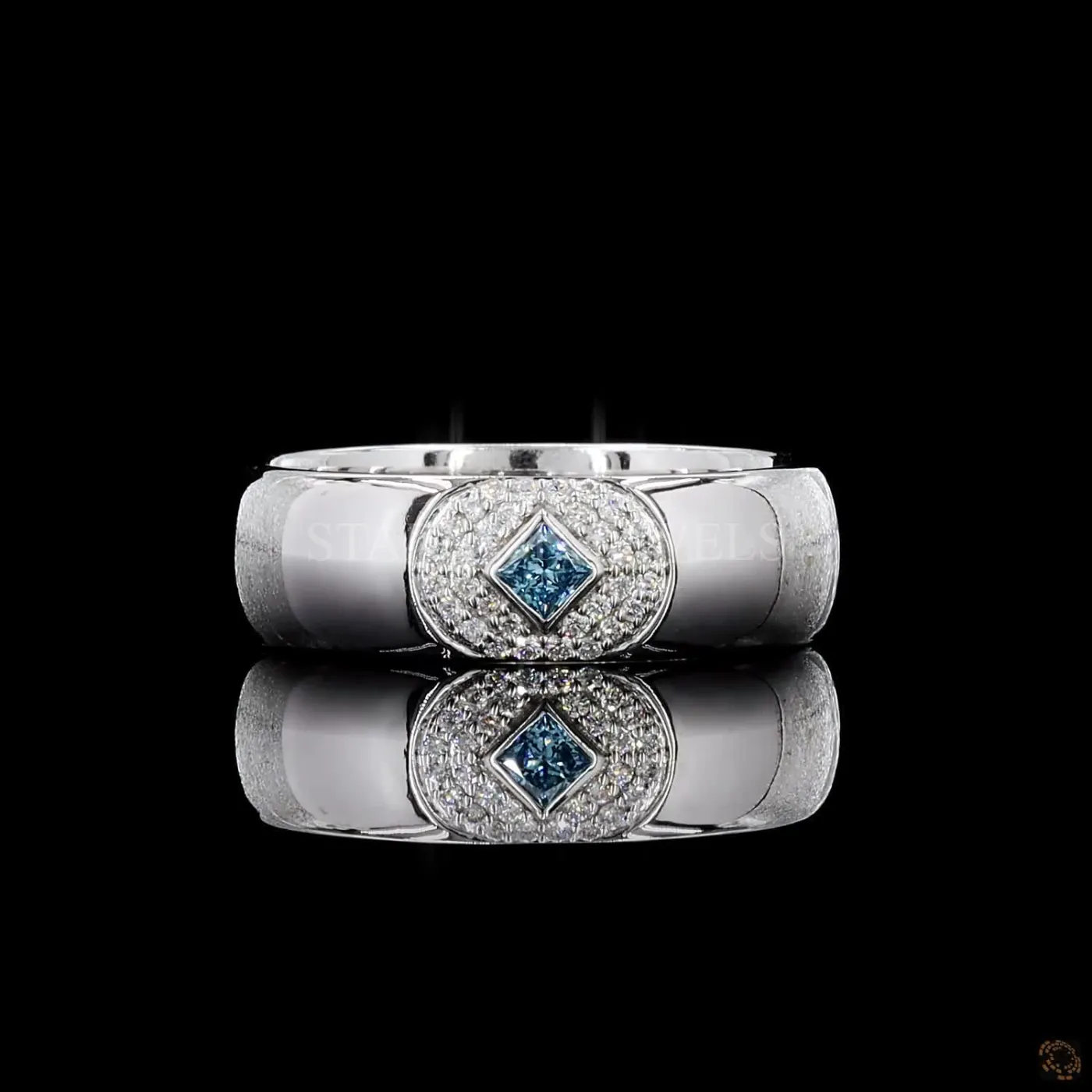 Blue Princess Diamond Signet Ring – view 3
