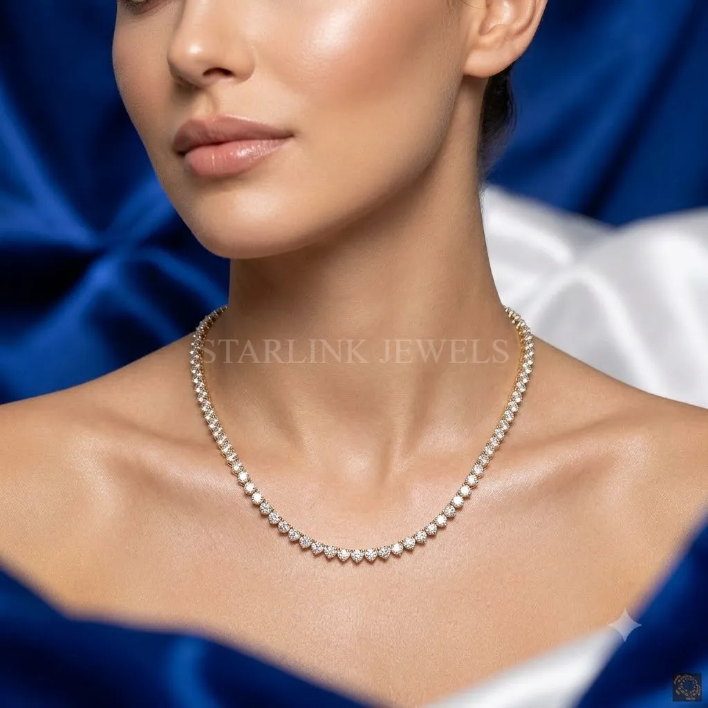 Classic Round Diamond Tennis Necklace – view 2