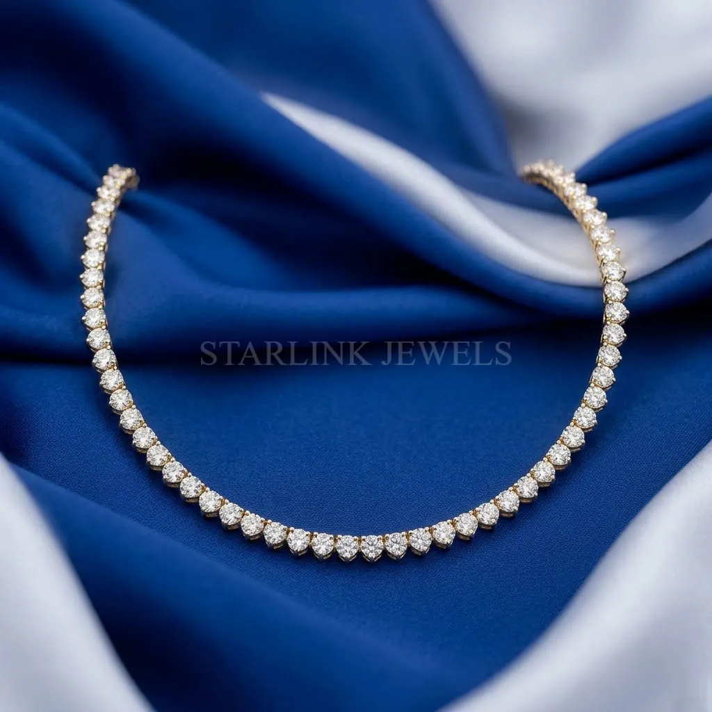 Classic Round Diamond Tennis Necklace