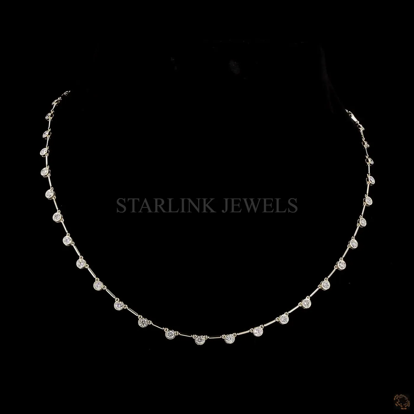 Classic Bezel-Set Round Diamond Station Necklace – view 3
