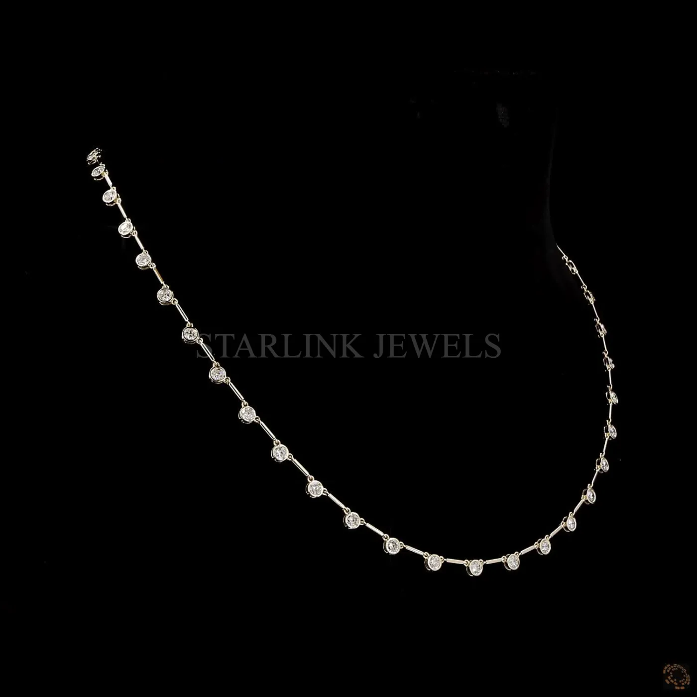 Classic Bezel-Set Round Diamond Station Necklace – view 4