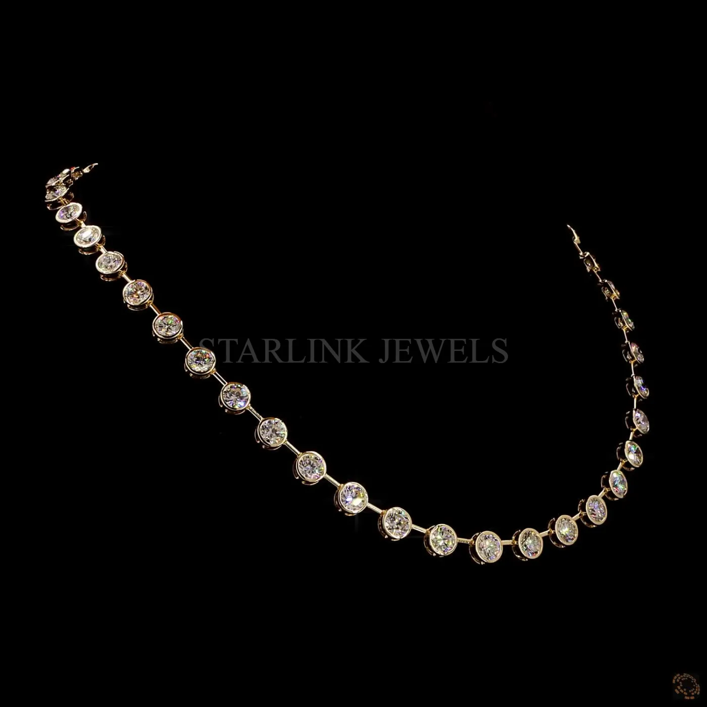 Luxe Bezel-Set Round Diamond Riviera Necklace – view 3