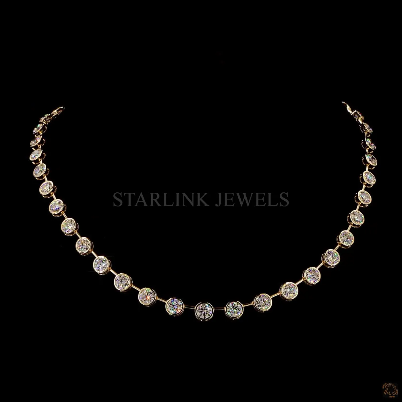 Luxe Bezel-Set Round Diamond Riviera Necklace – view 2