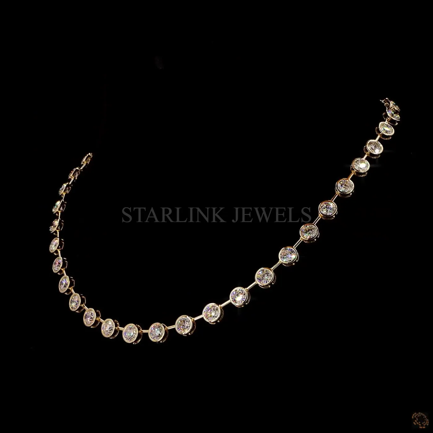 Luxe Bezel-Set Round Diamond Riviera Necklace – view 4