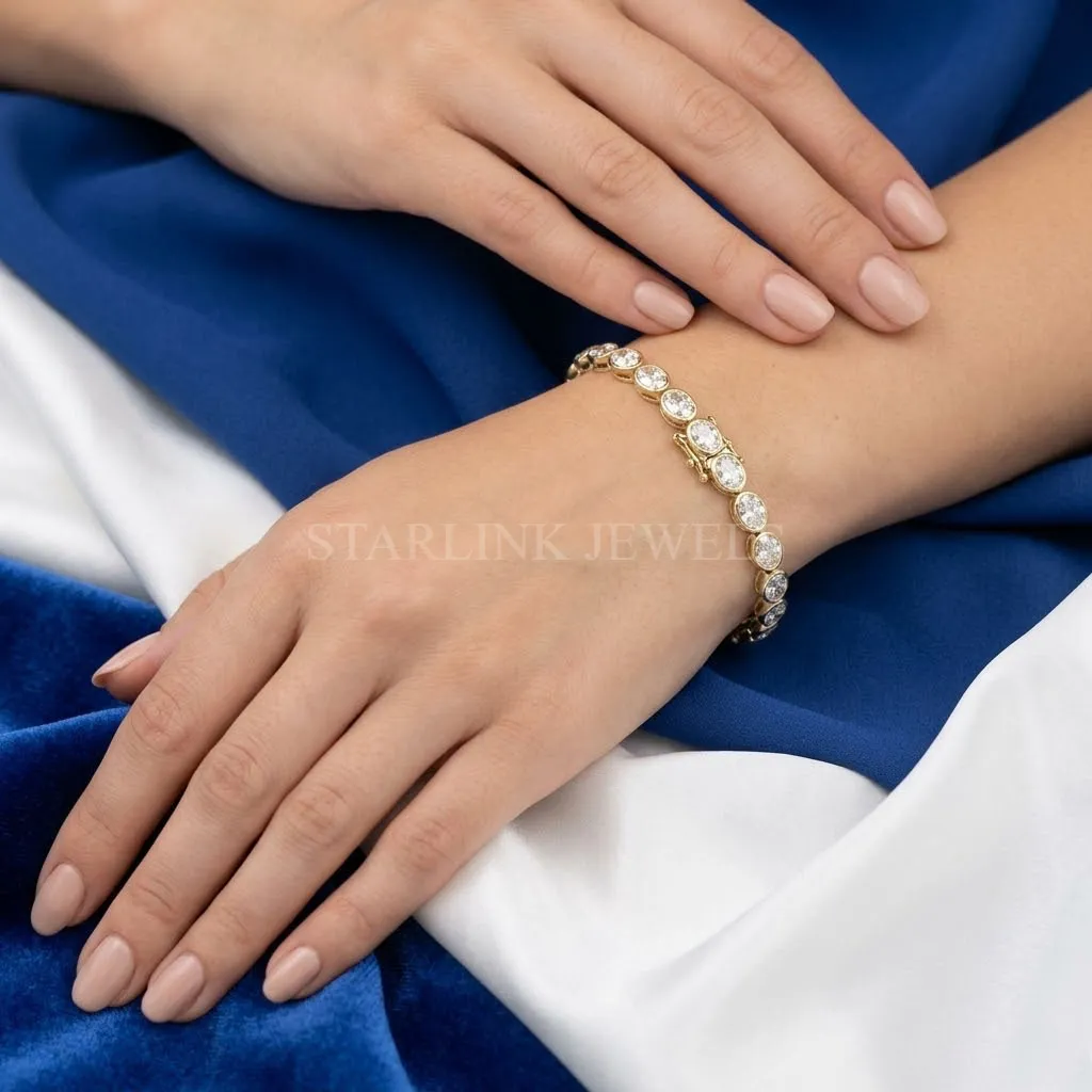 Eternal Oval Bezel Diamond Tennis Bracelet – view 3