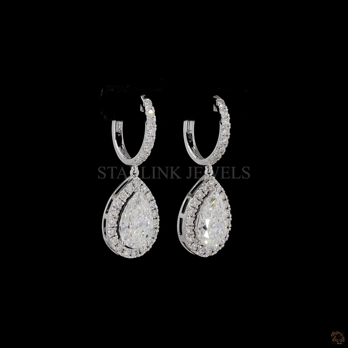 Aurora Pear Diamond Drop Earrings – view 3