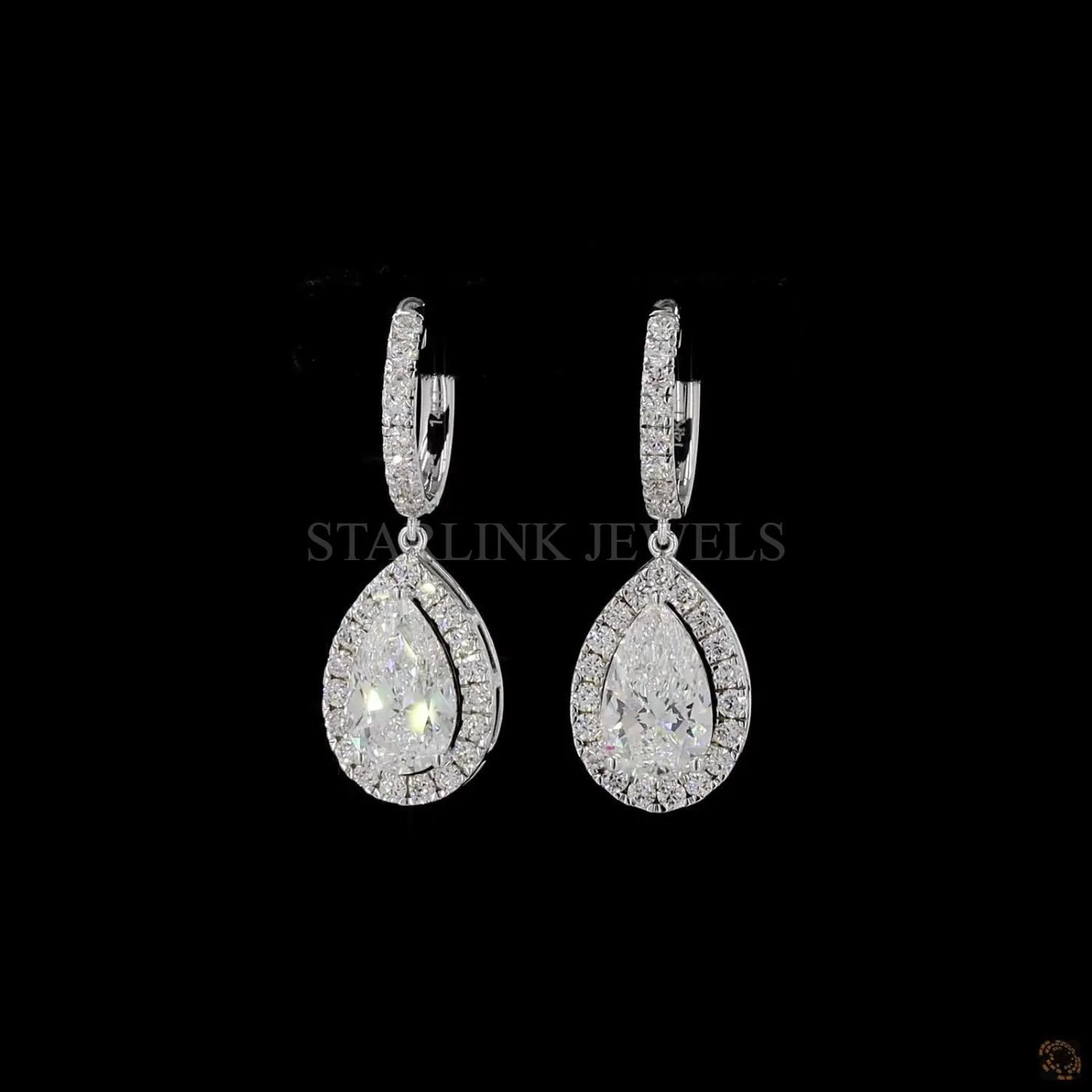 Aurora Pear Diamond Drop Earrings – view 2