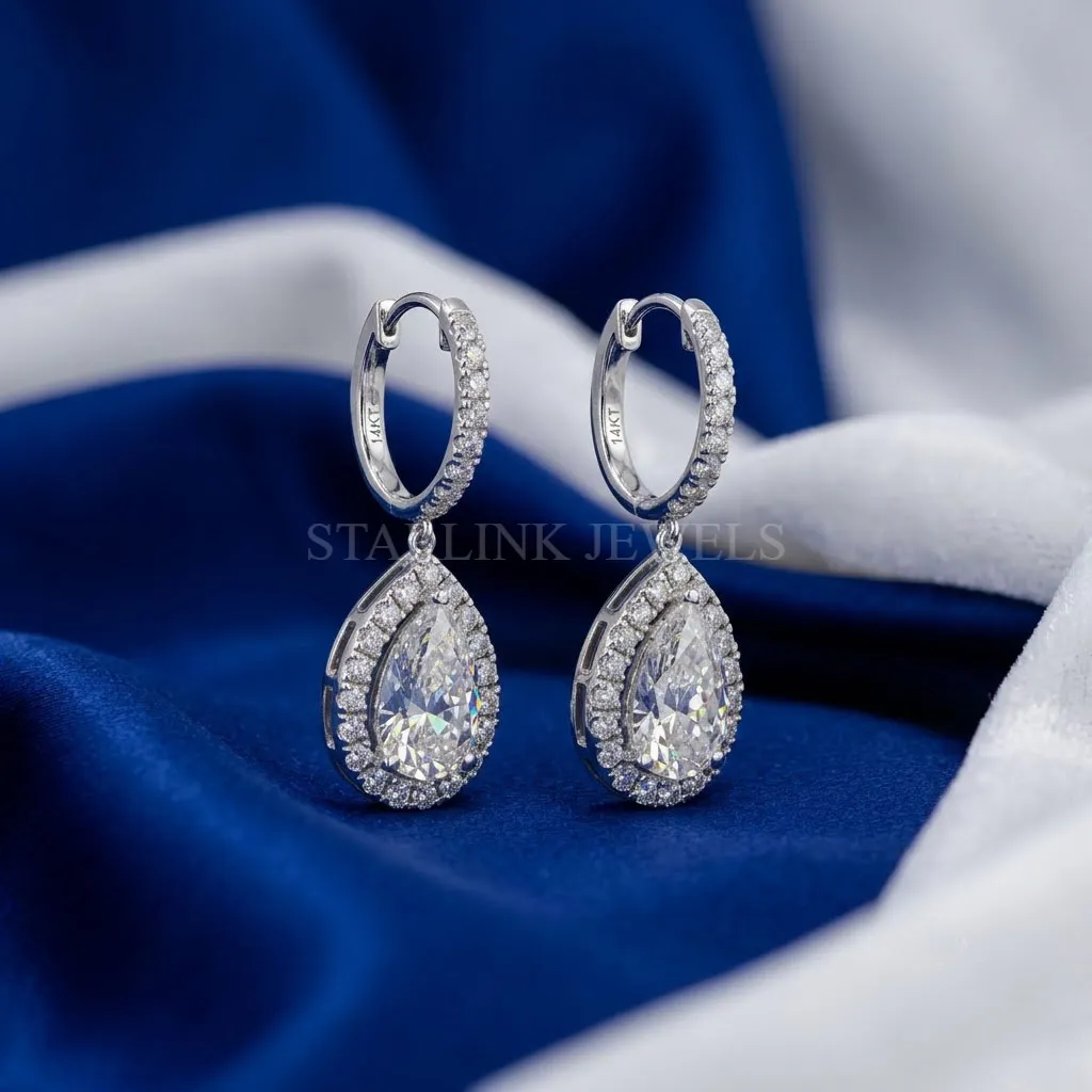 Aurora Pear Diamond Drop Earrings