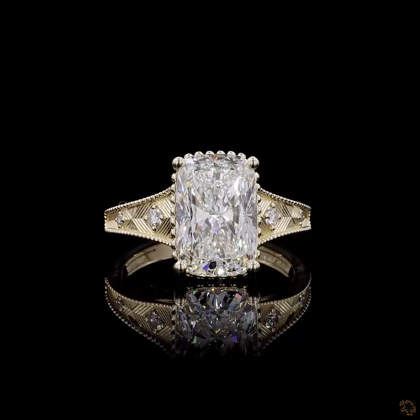 Cushion Cut Solitaire Diamond Ring – view 3