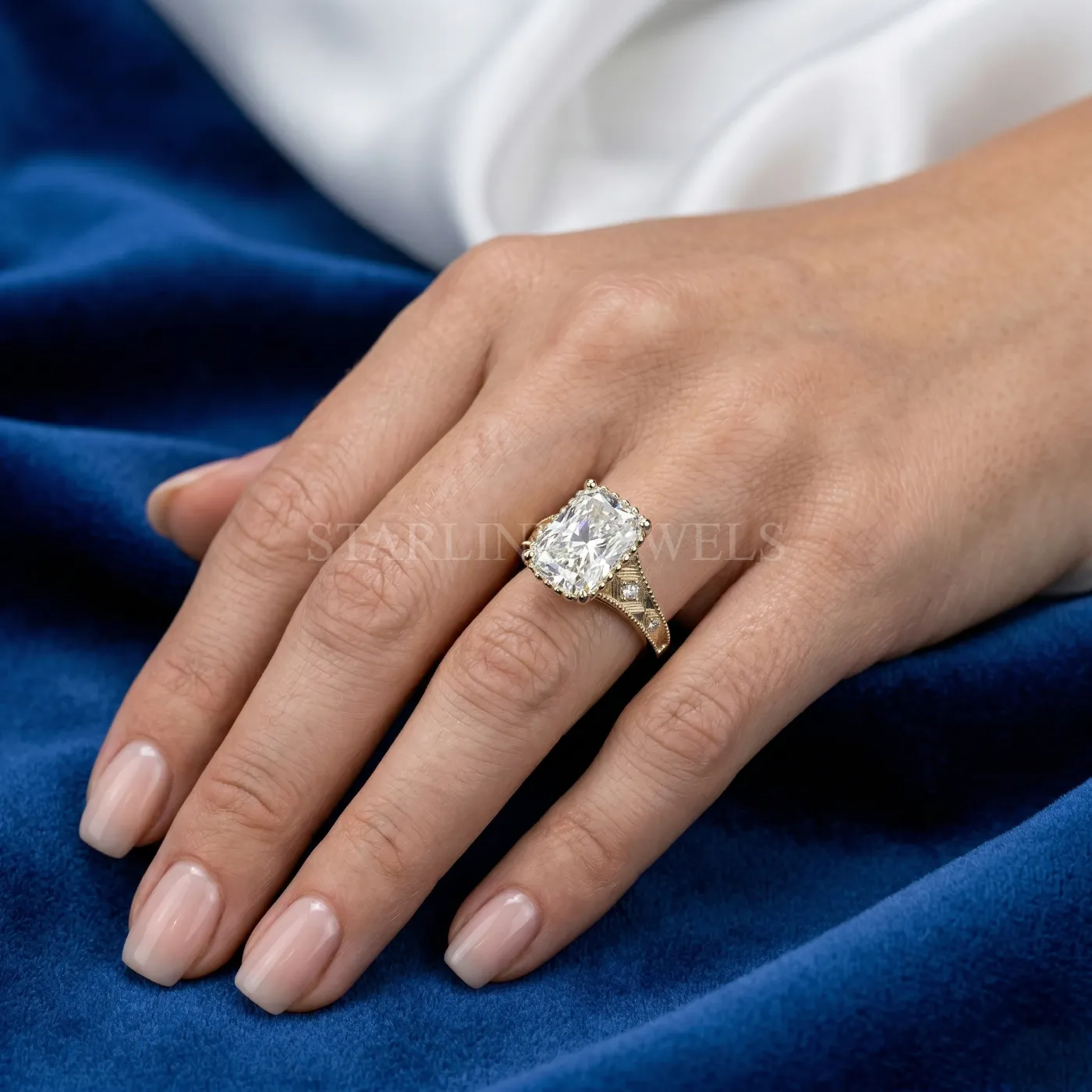 Cushion Cut Solitaire Diamond Ring – view 2