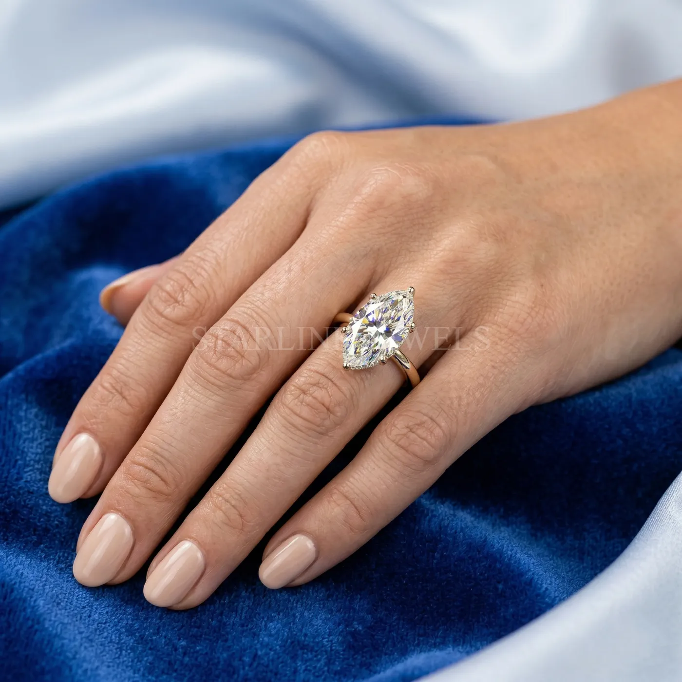 Marquise Cut Solitaire Diamond Ring – view 2