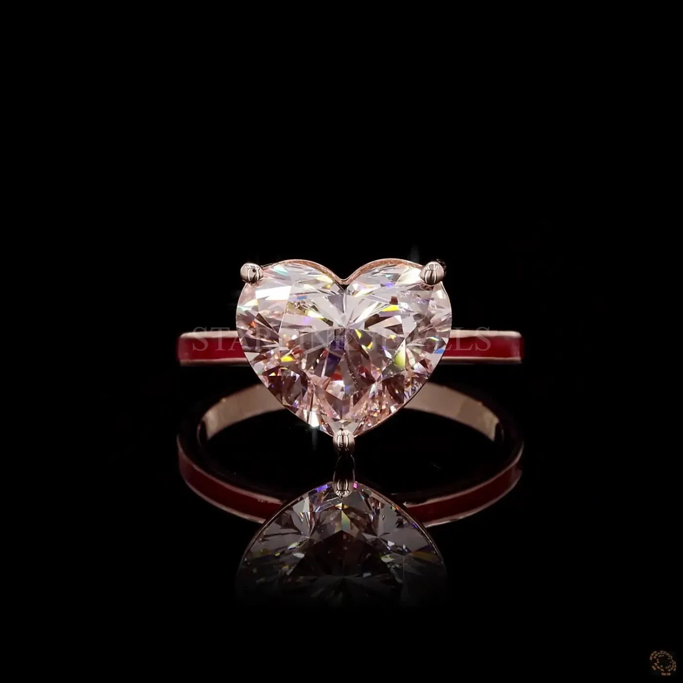 Heart Cut Solitaire Diamond Ring – view 3
