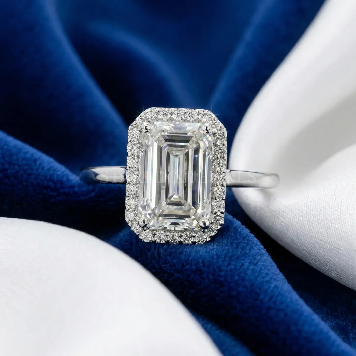 Emerald Cut Halo Diamond Ring