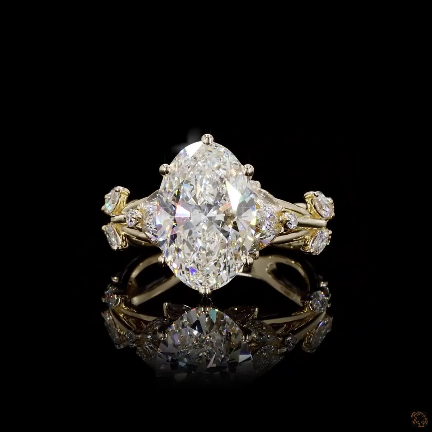 Oval Center Pear & Marquise Diamond Ring – view 2