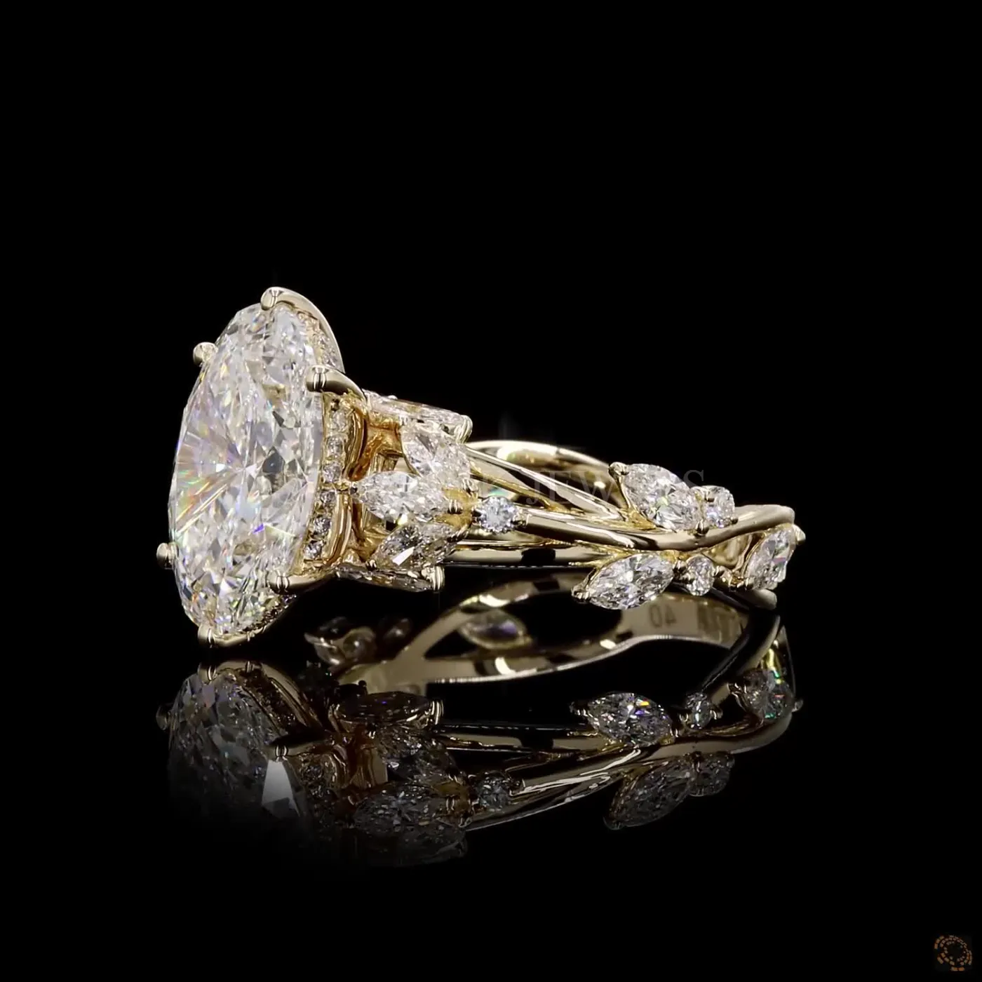 Oval Center Pear & Marquise Diamond Ring – view 4