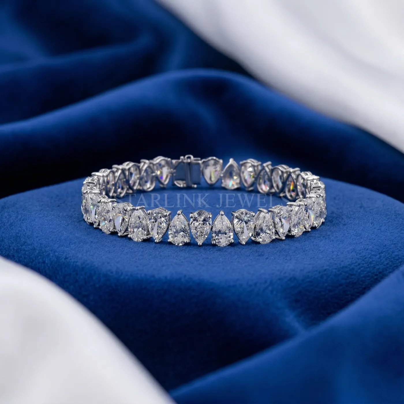 27.75 CT Pear Diamond Tennis Bracelet