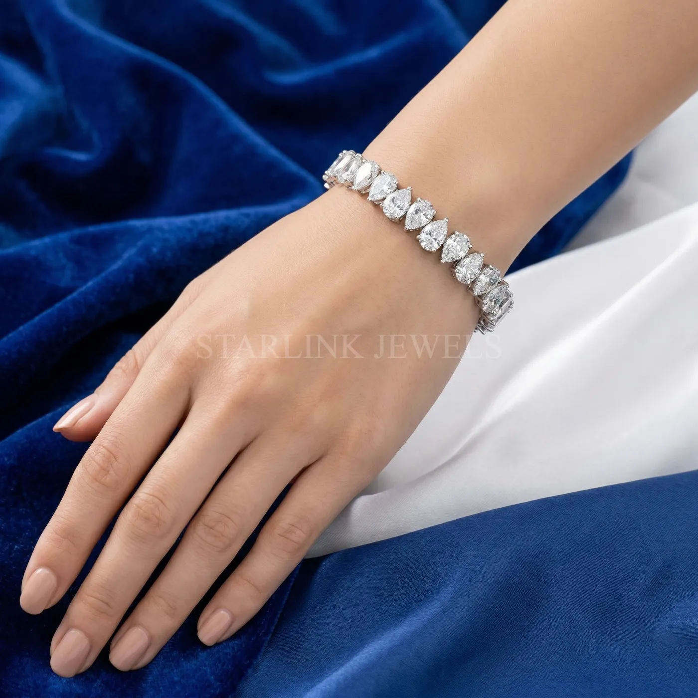 27.75 CT Pear Diamond Tennis Bracelet – view 2