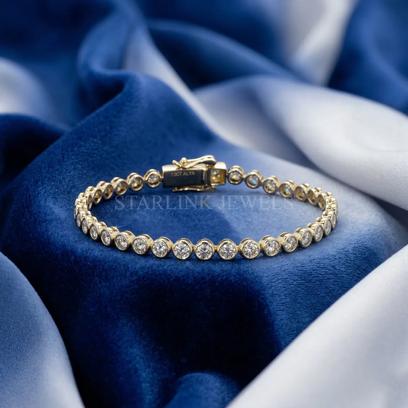 3.12 CT Round Bezel-Set Diamond Tennis Bracelet