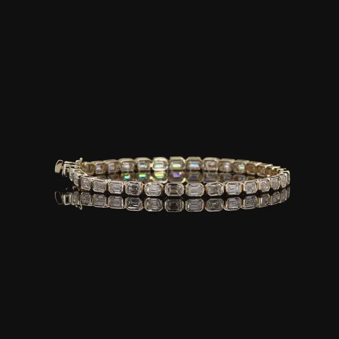 Emerald Cut Bezel-Set Diamond Tennis Bracelet – view 3