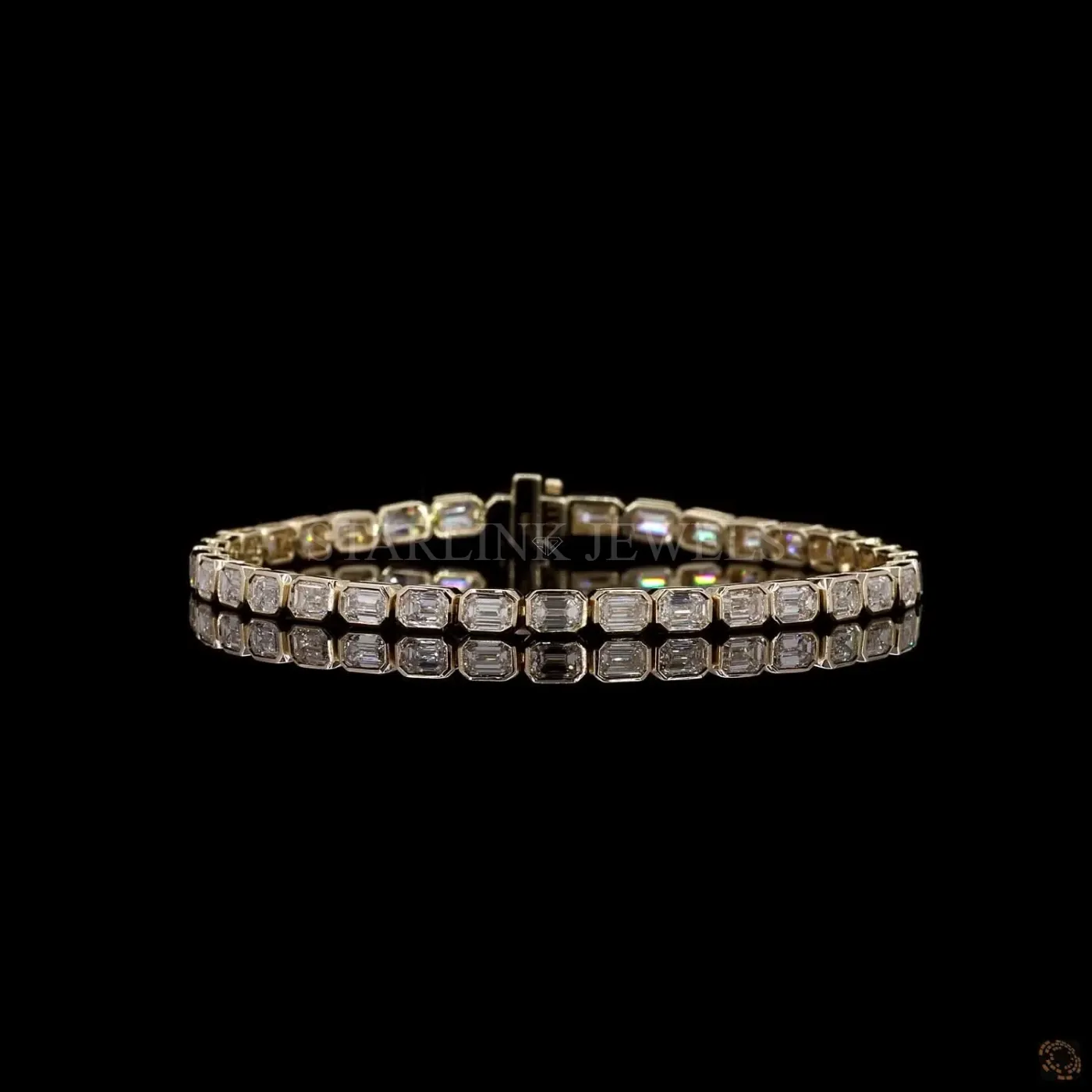 Emerald Cut Bezel-Set Diamond Tennis Bracelet – view 2