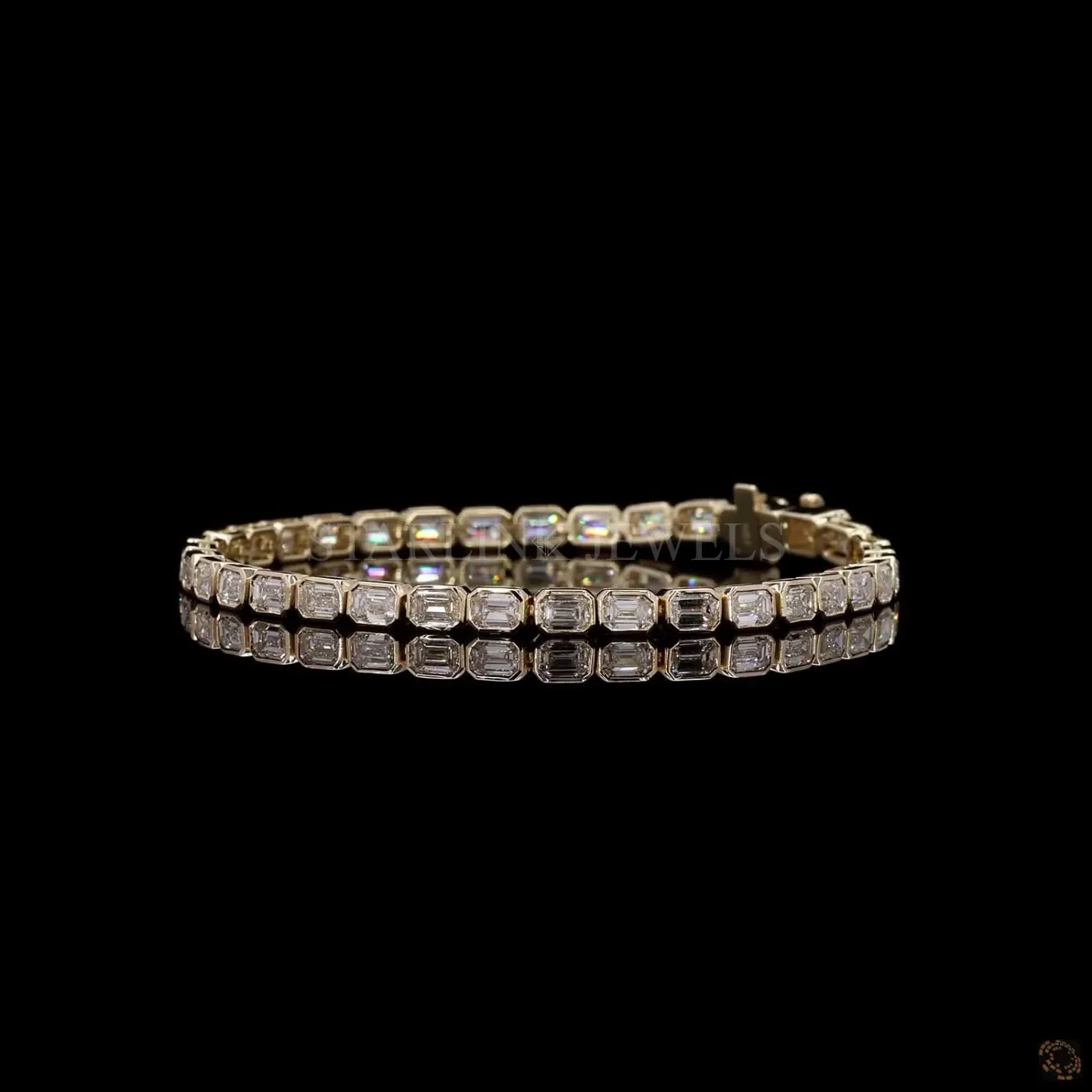 Emerald Cut Bezel-Set Diamond Tennis Bracelet – view 4