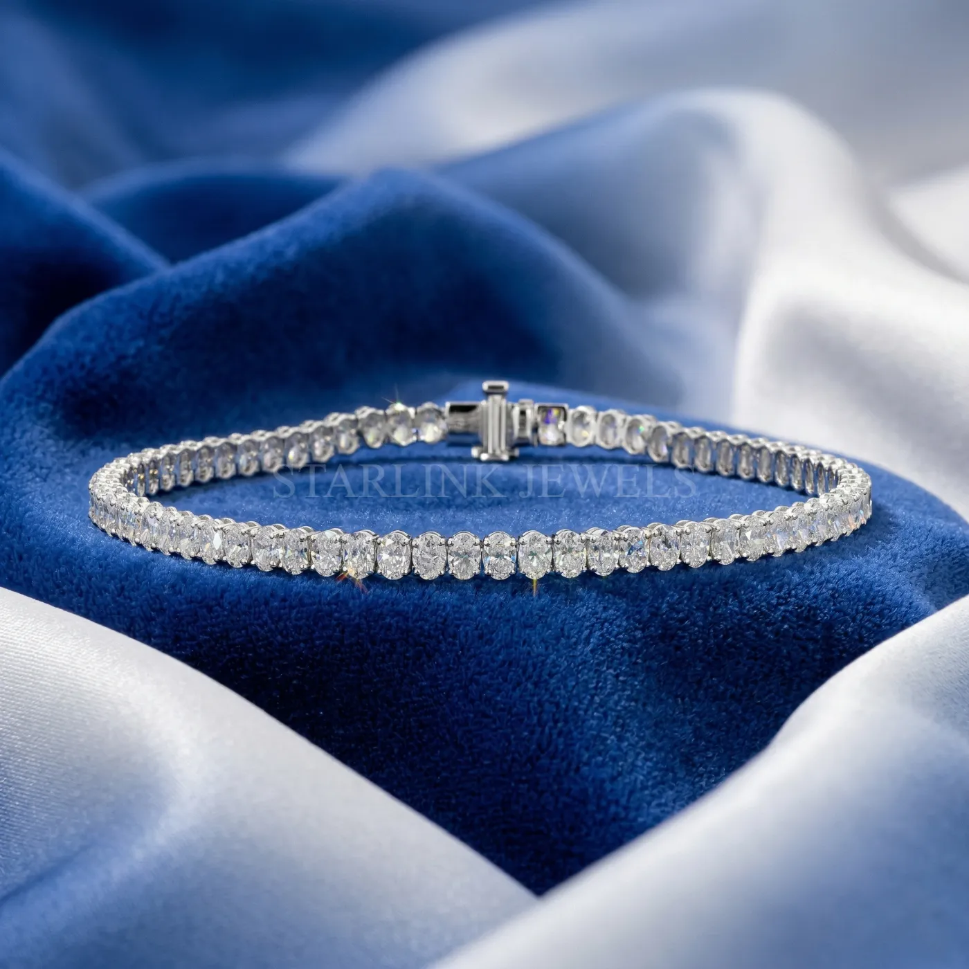 4.73 Ct Oval Diamond Tennis Bracelet