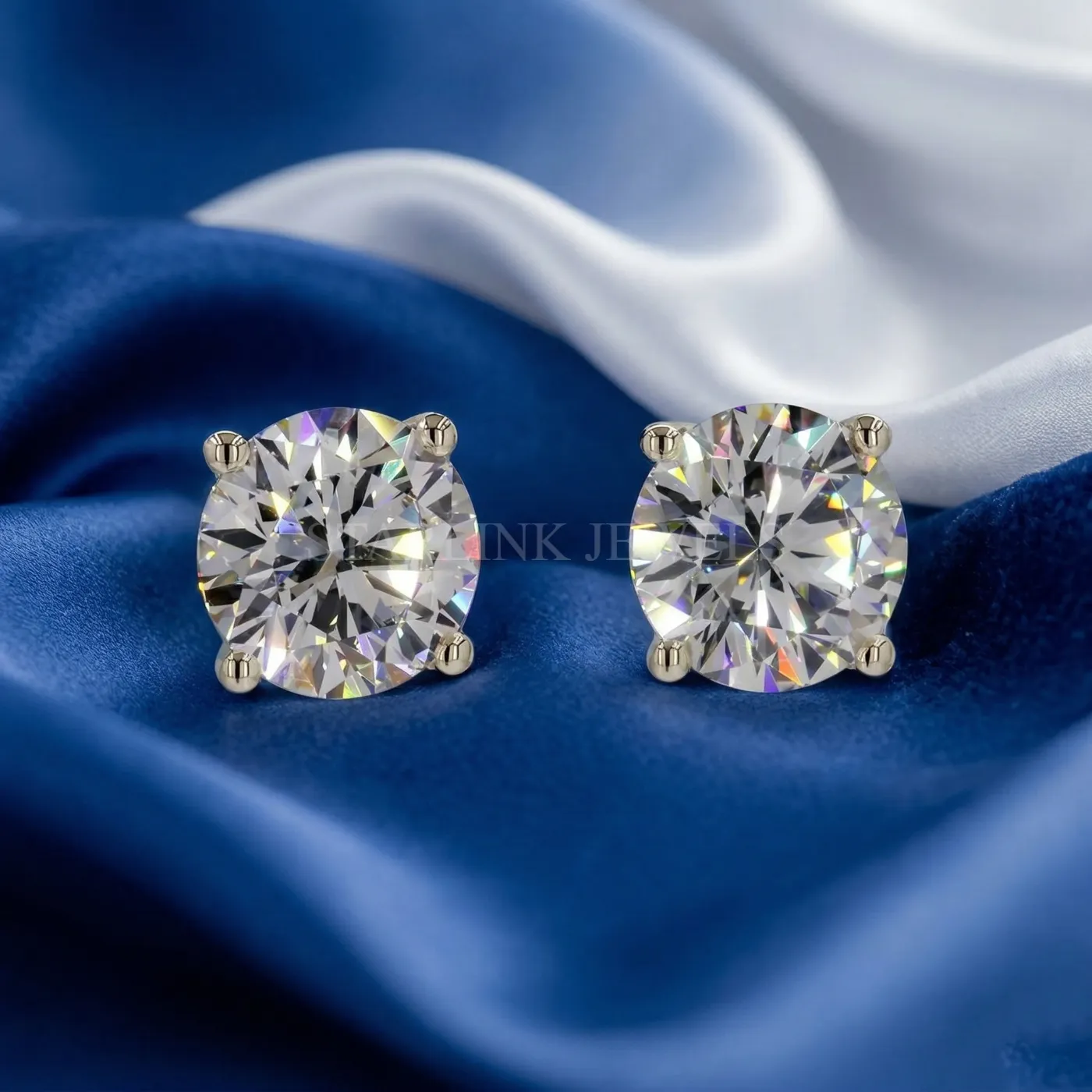 3.97 Ct Round Diamond Stud Earrings