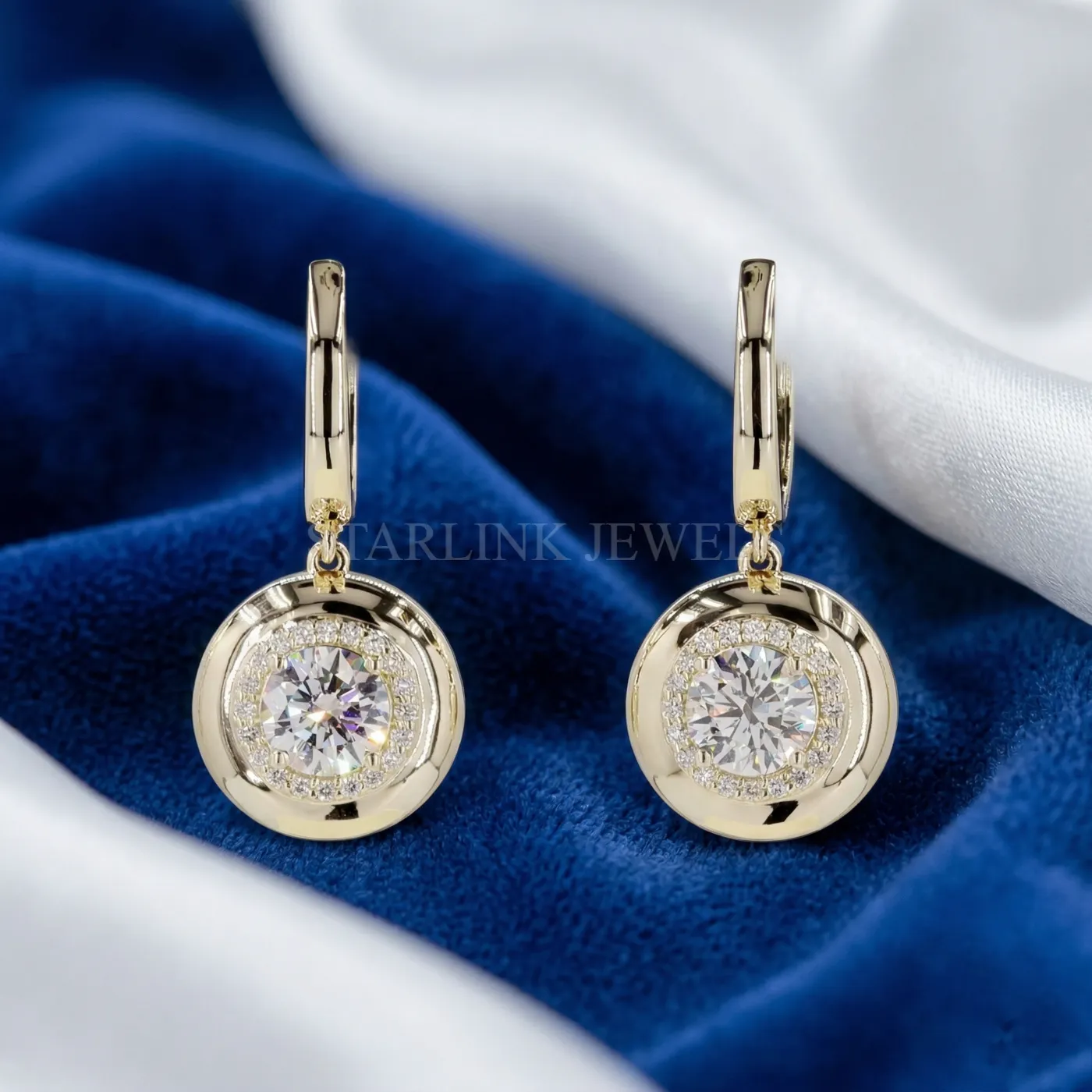 Round Diamond Dangling Earrings