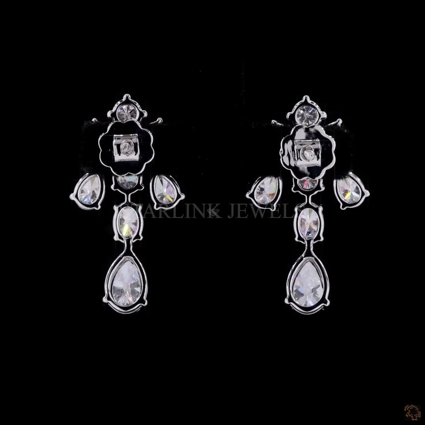 Pear Shape Cluster Diamond Dangling Earrings – view 4