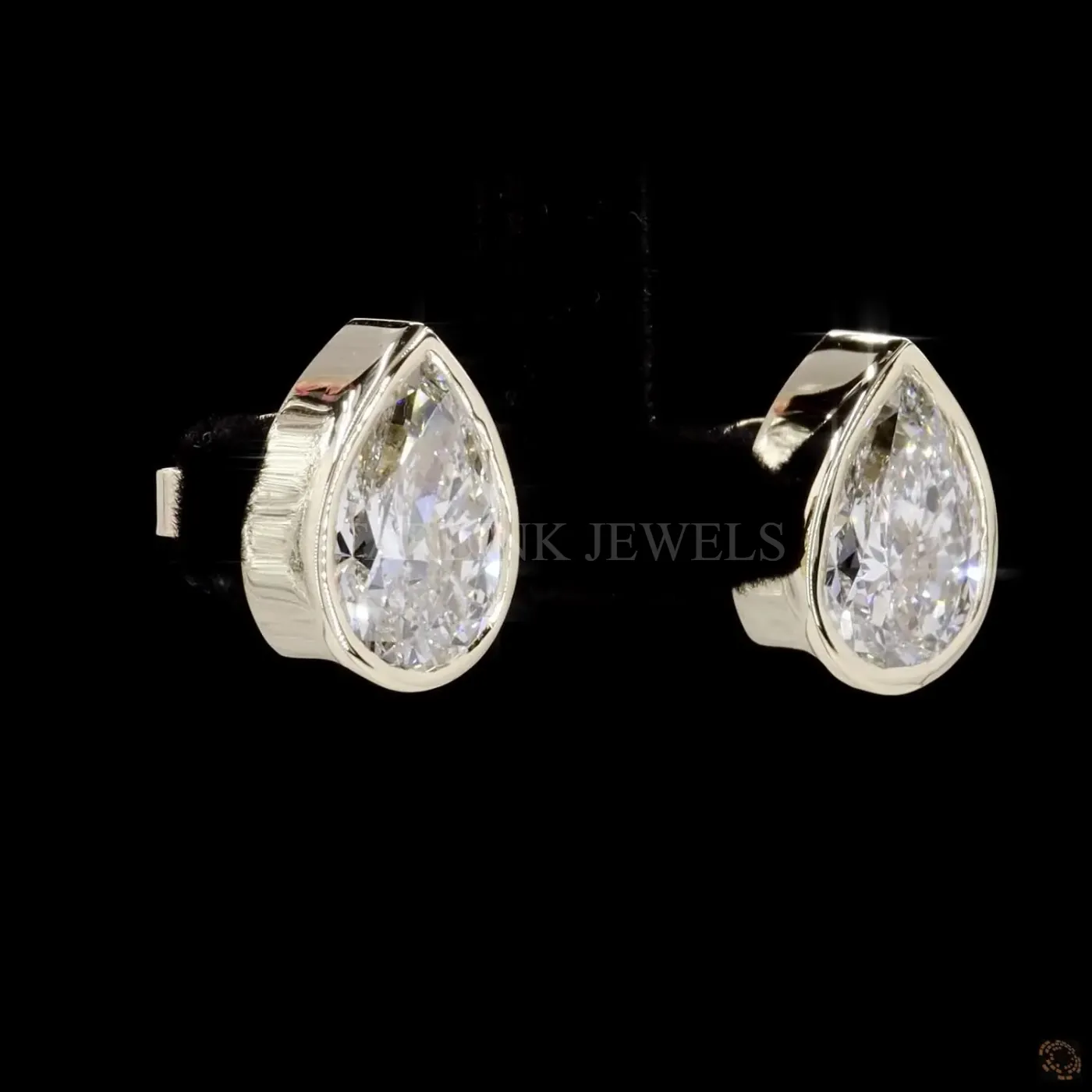 2.00 Ct Pear Diamond Bezel-Set Drop Earrings – view 3